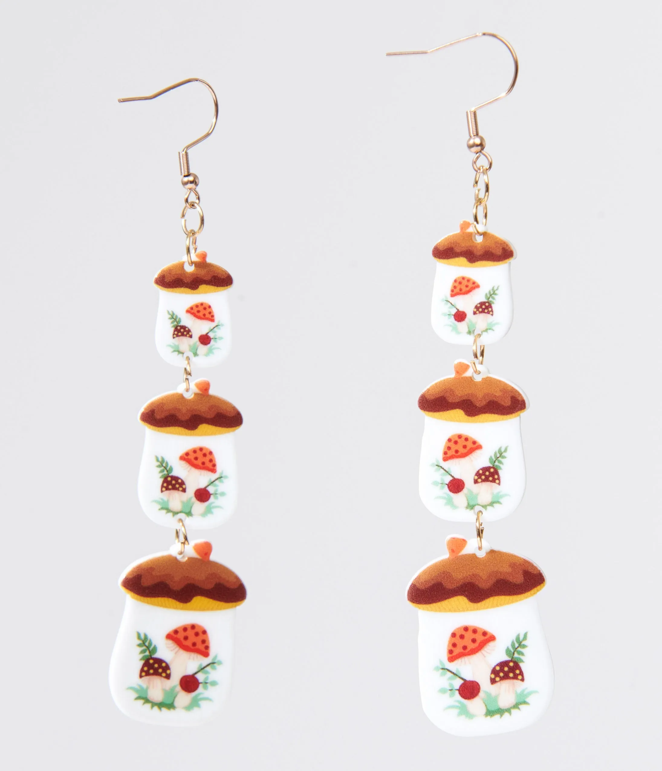 Merry Little Mushroom Kitchen Canister Tiered Earrings