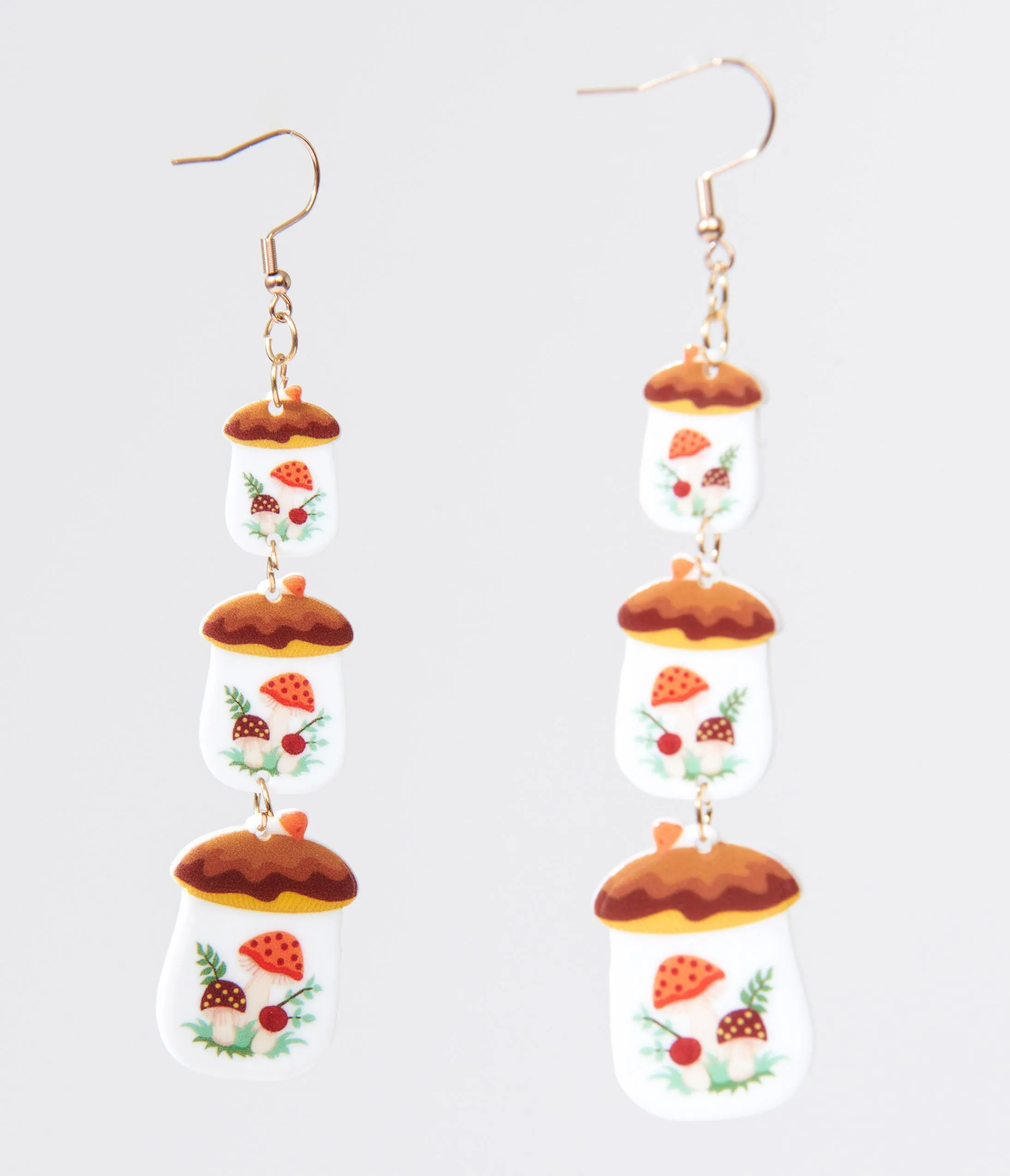 Merry Little Mushroom Kitchen Canister Tiered Earrings