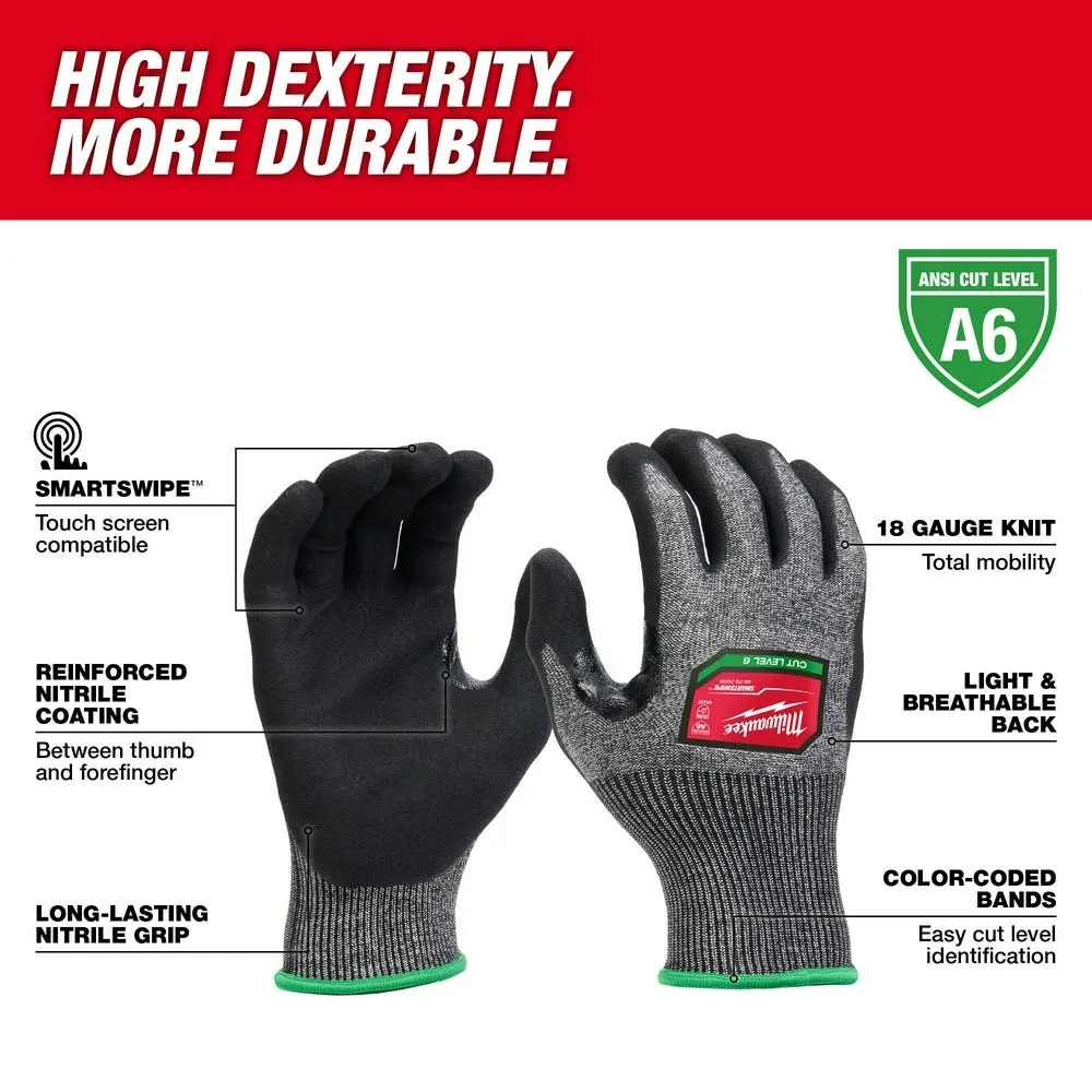 Milwaukee Tools Cut Level 6 High-Dexterity Nitrile Dipped Gloves 48-73-700