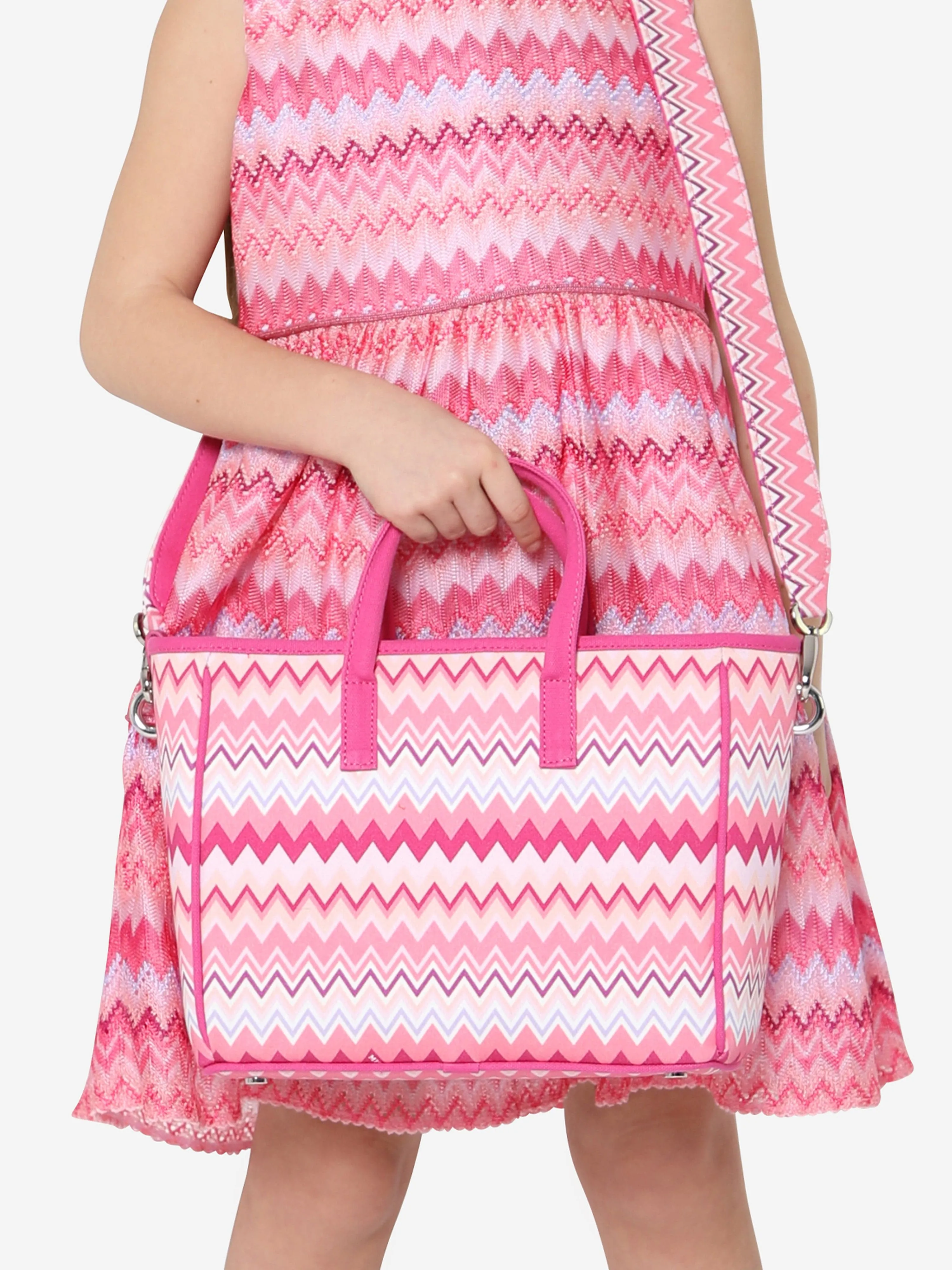 Missoni Girls Zig Zag Shoulder Bag in Pink