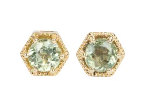 Montana Sapphire Earrings 14K Gold Hexagon Shape R3124