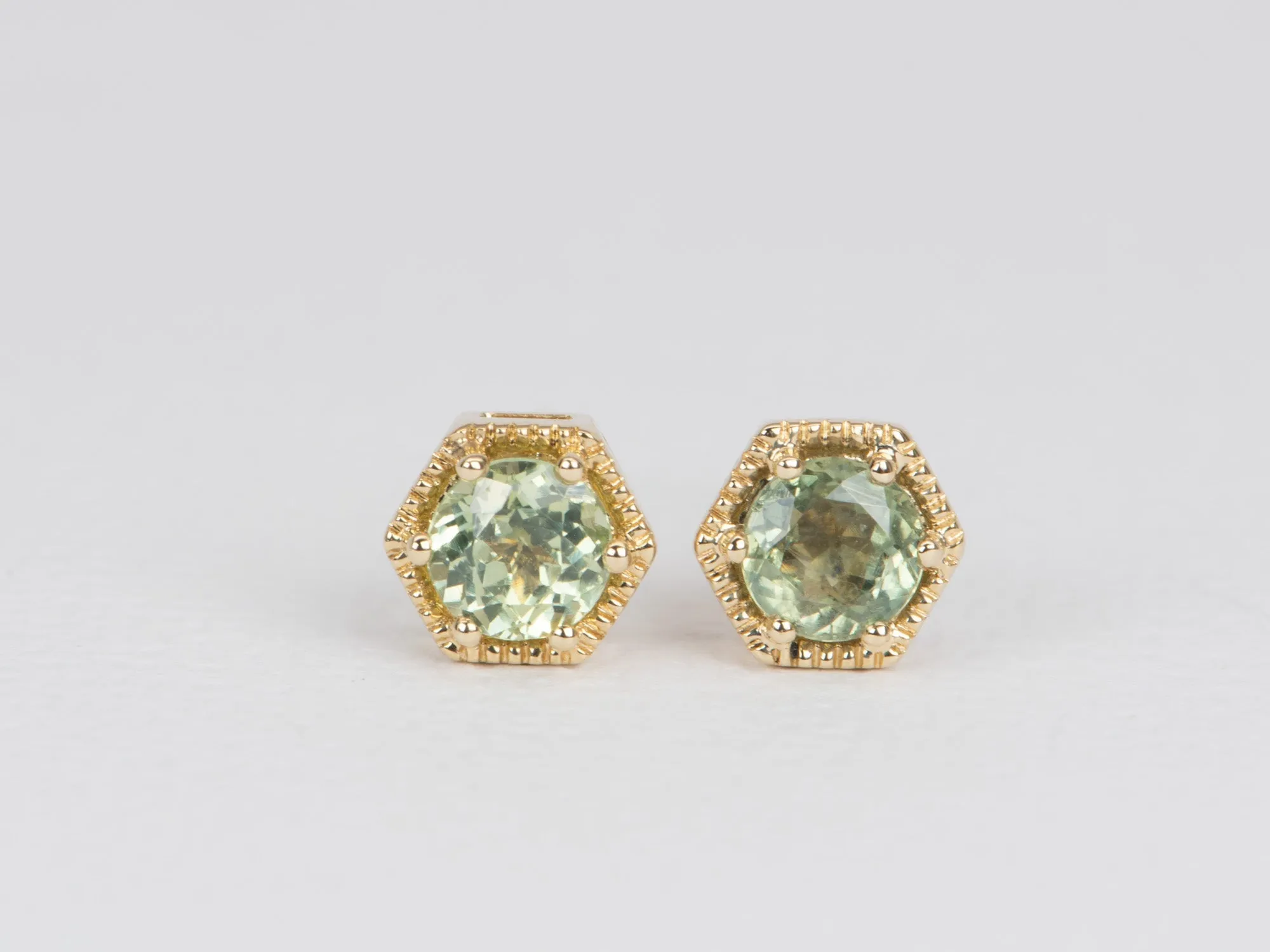 Montana Sapphire Earrings 14K Gold Hexagon Shape R3124