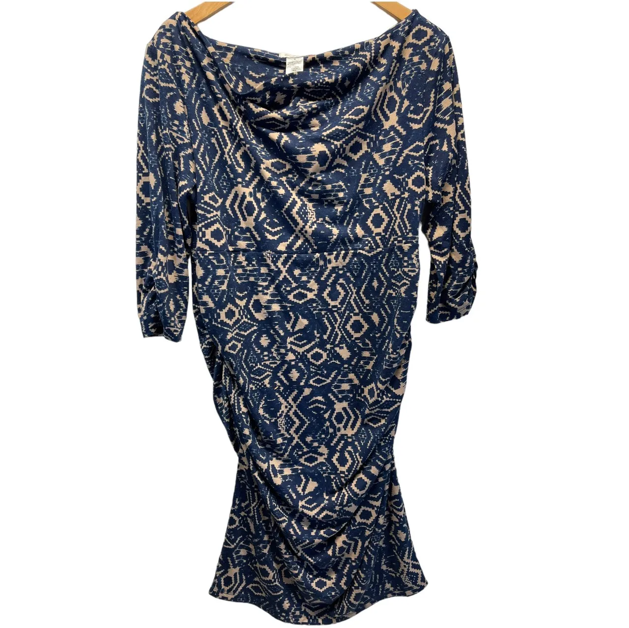 *New* Everly Grey Maternity Aileen - Navy/Taupe Ruched Maternity Dress 