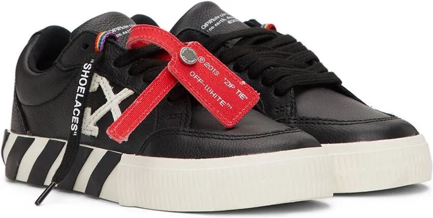 Off-White Kids Black & White Calfskin Vulcanized Low Sneakers