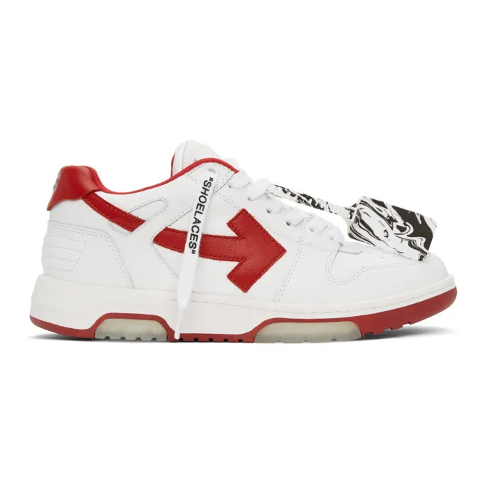 Off-White White and Red Out Of Office Sneakers