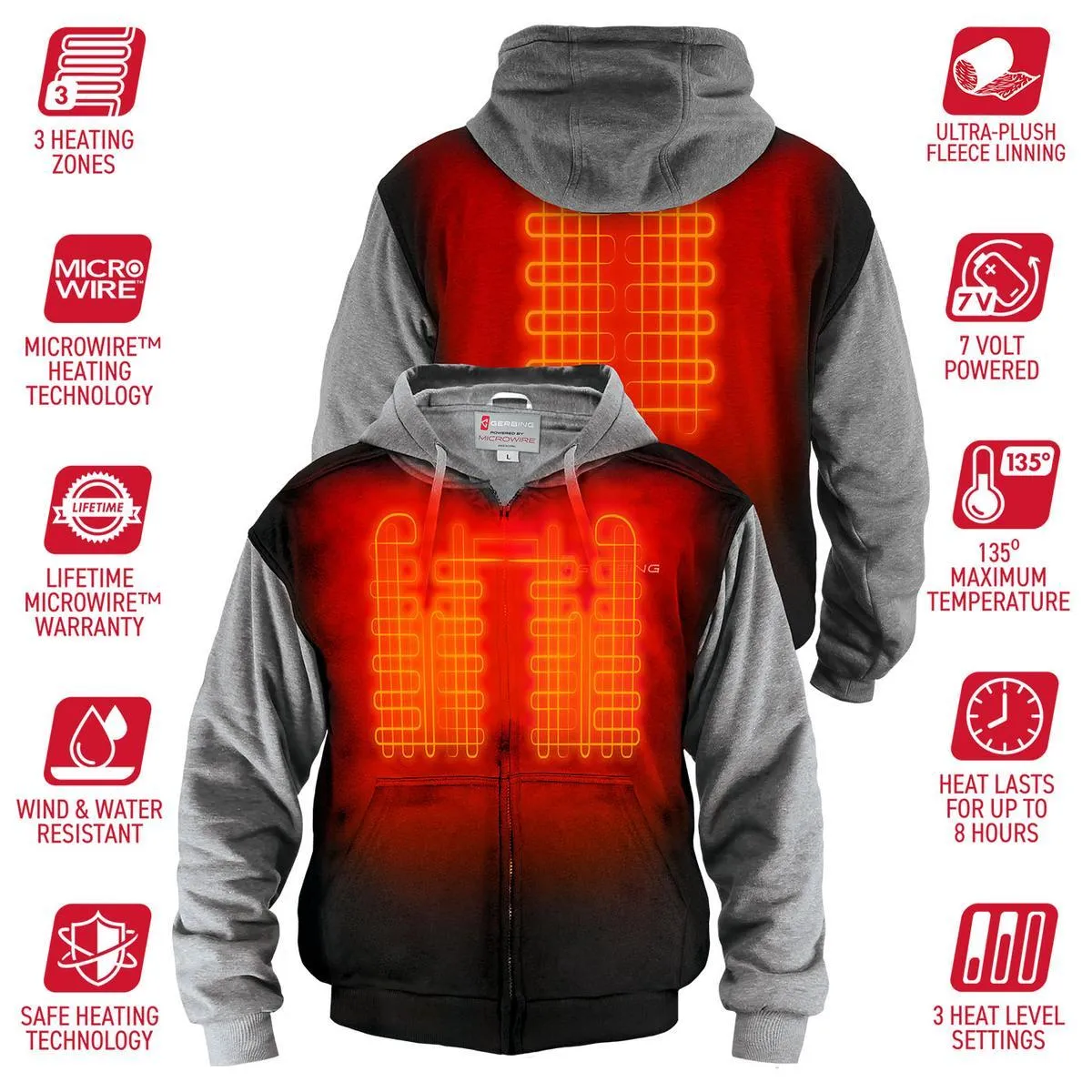 Open Box Gerbing 7V Battery Heated Hoodie Sweatshirt