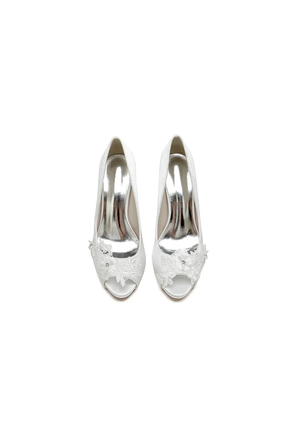 Open Point Toe Wedding Shoes with Lace