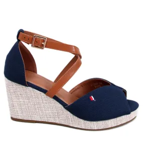 Open toe wedge sandals from Berna Navy blue