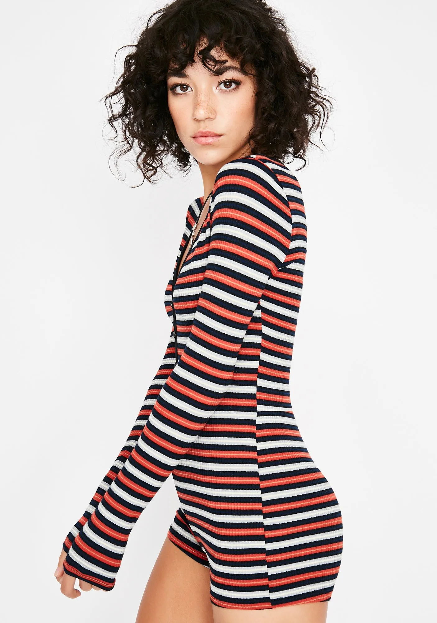 Outta Time Striped Romper-