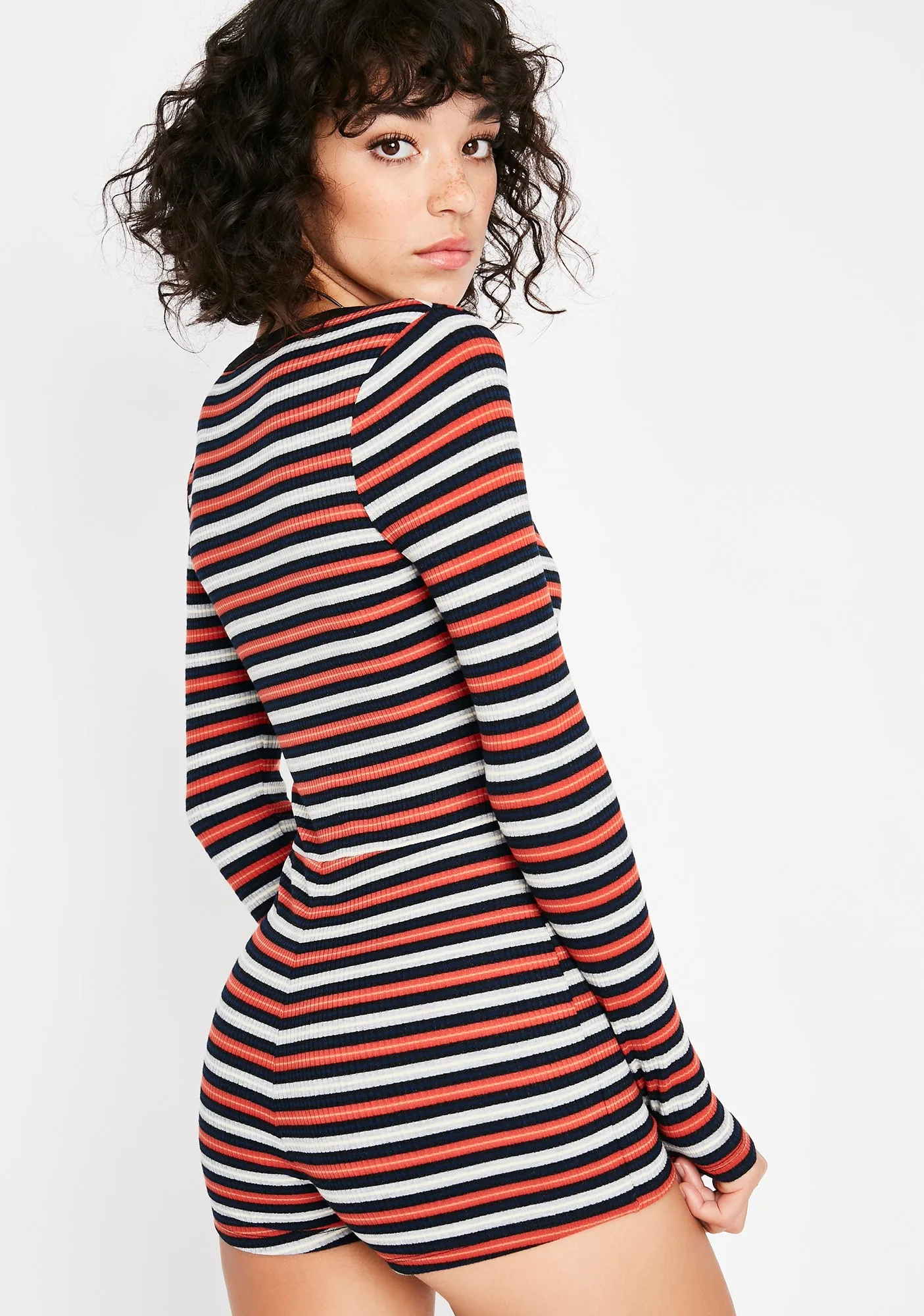 Outta Time Striped Romper-