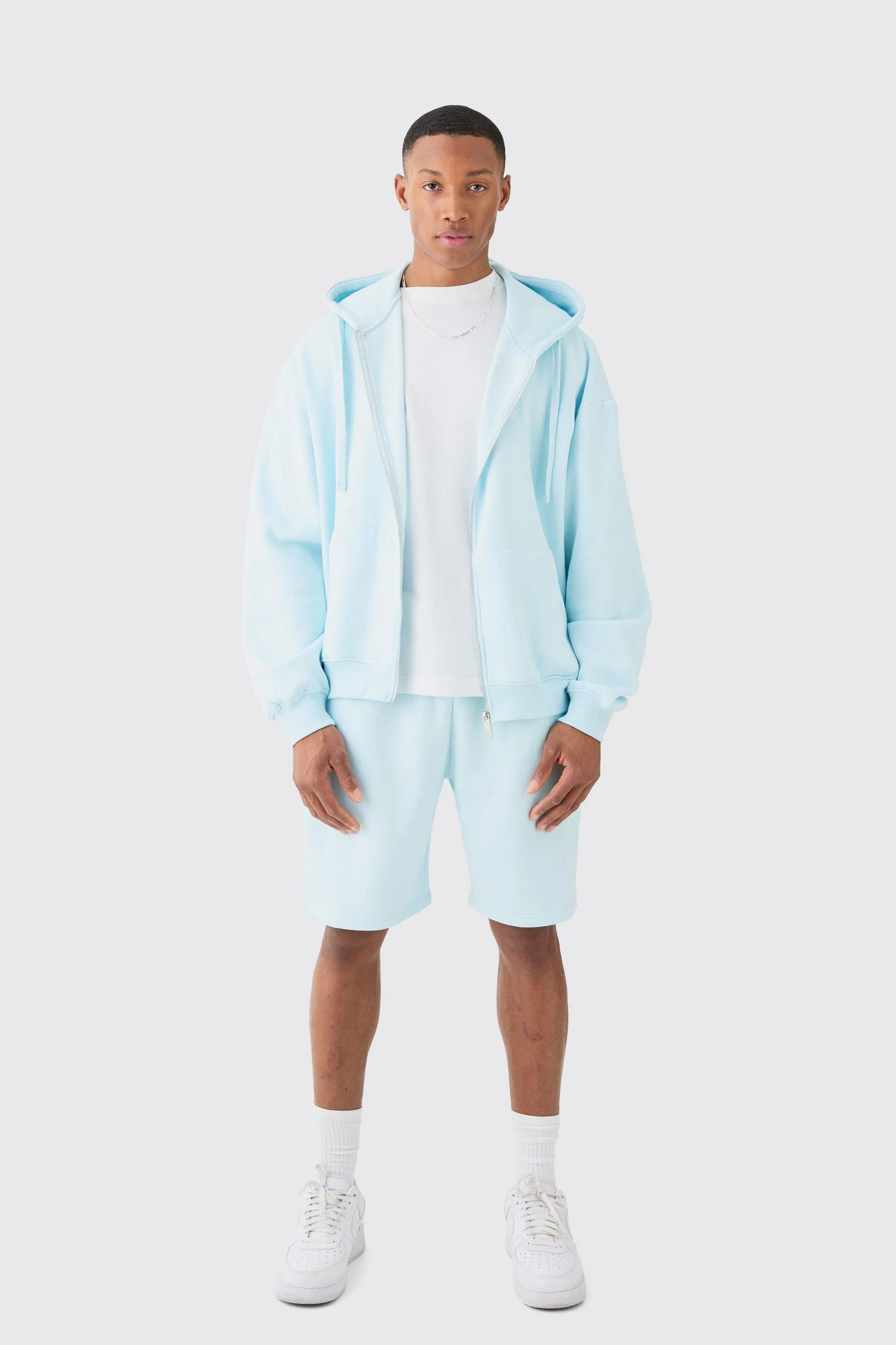 Oversized Boxy Zip Through Carpenter Short Tracksuit