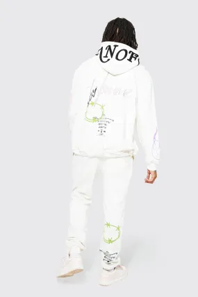 Oversized Graffiti Print Tracksuit