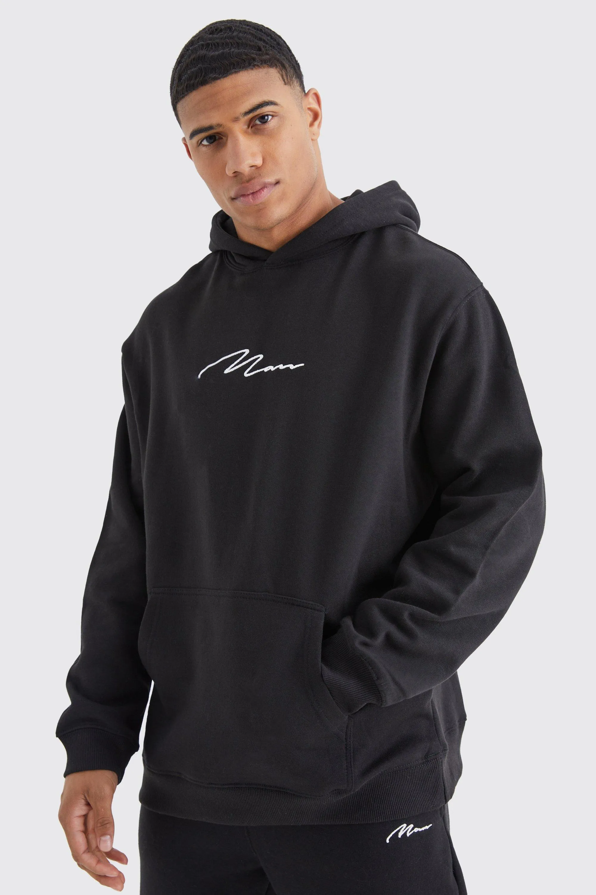 Oversized Man Signature Over The Head Hoodie | boohooMAN UK