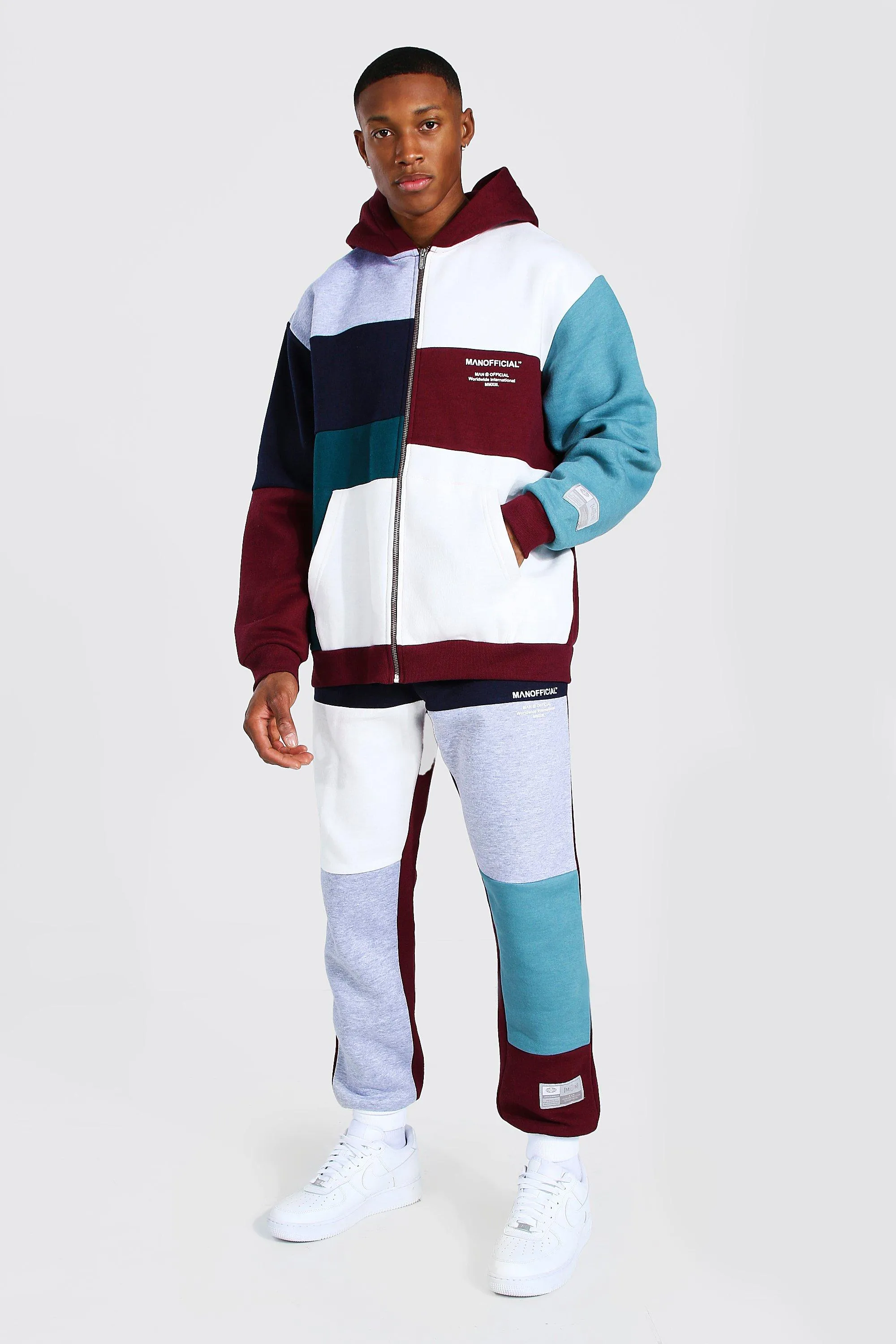 Oversized Man Spliced Varsity Tracksuit | boohooMAN UK