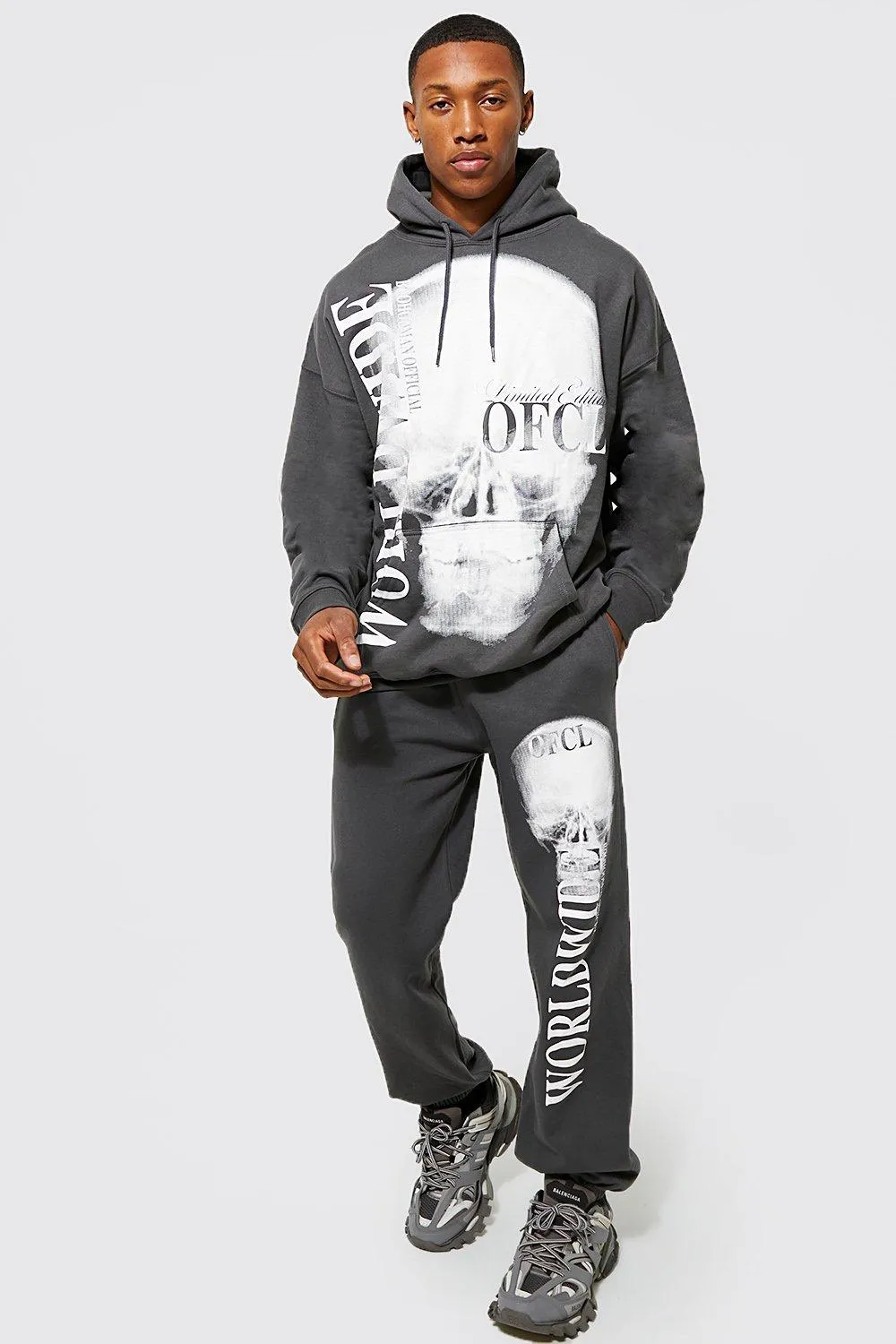 Oversized Worldwide Skull Hooded Tracksuit