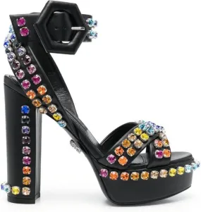 Philipp Plein 135mm crystal-embellished platform sandals Black