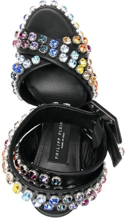 Philipp Plein 135mm crystal-embellished platform sandals Black