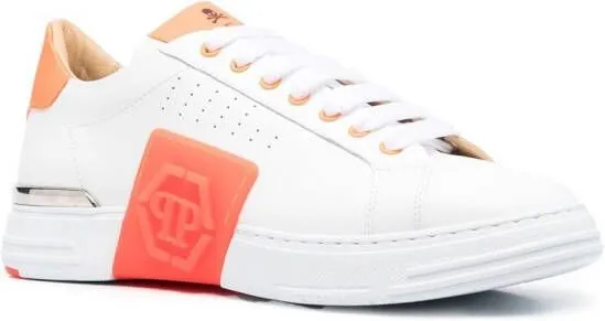 Philipp Plein leather logo-patch sneakers White