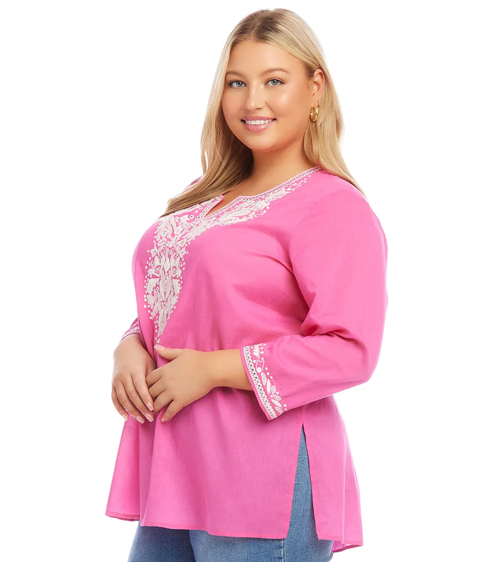 Plus Size Embroidered Tunic