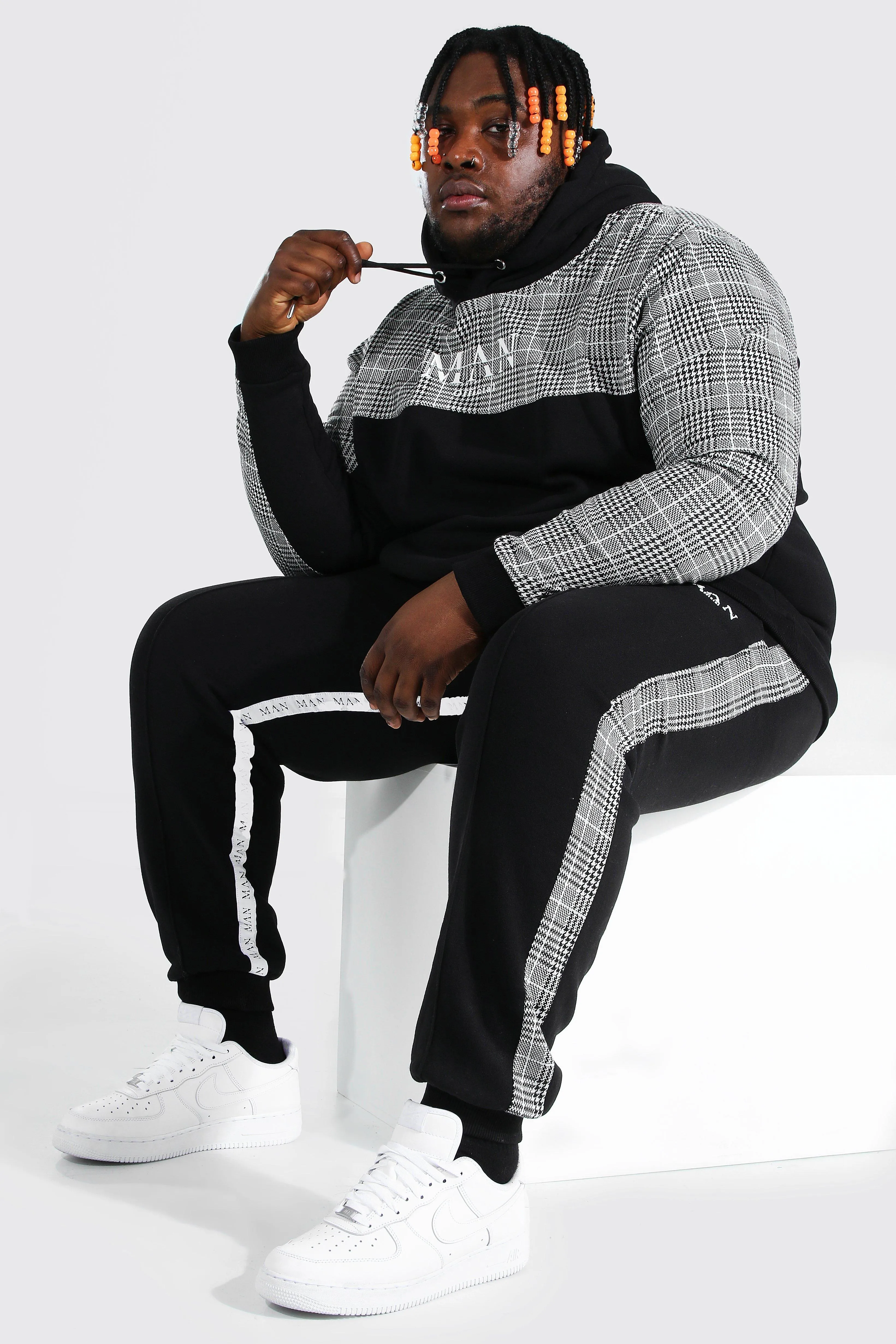 Plus Size MAN Roman Tape Panel Tracksuit