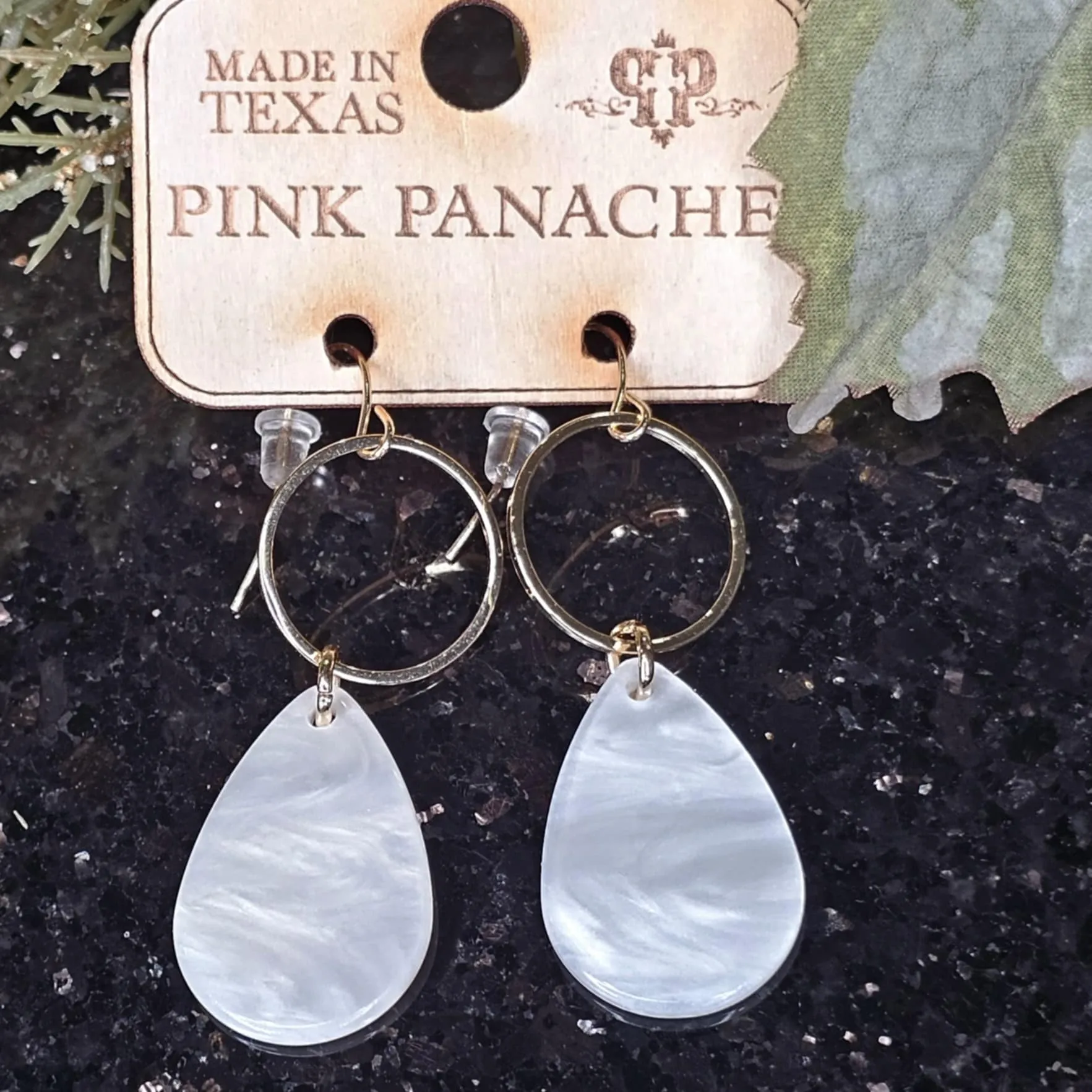 PP Cream Gold Dangle Earrings