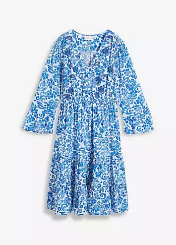 Printed V-Neck Tunic Dress by bonprix | Look Again