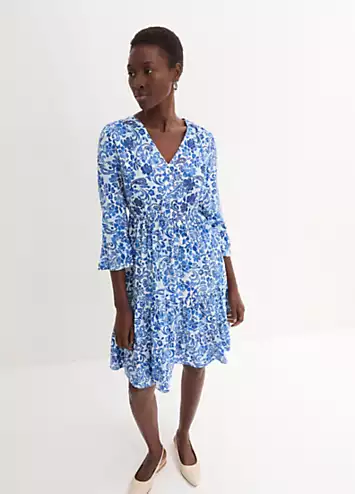 Printed V-Neck Tunic Dress by bonprix | Look Again