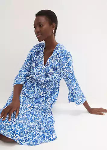 Printed V-Neck Tunic Dress by bonprix | Look Again