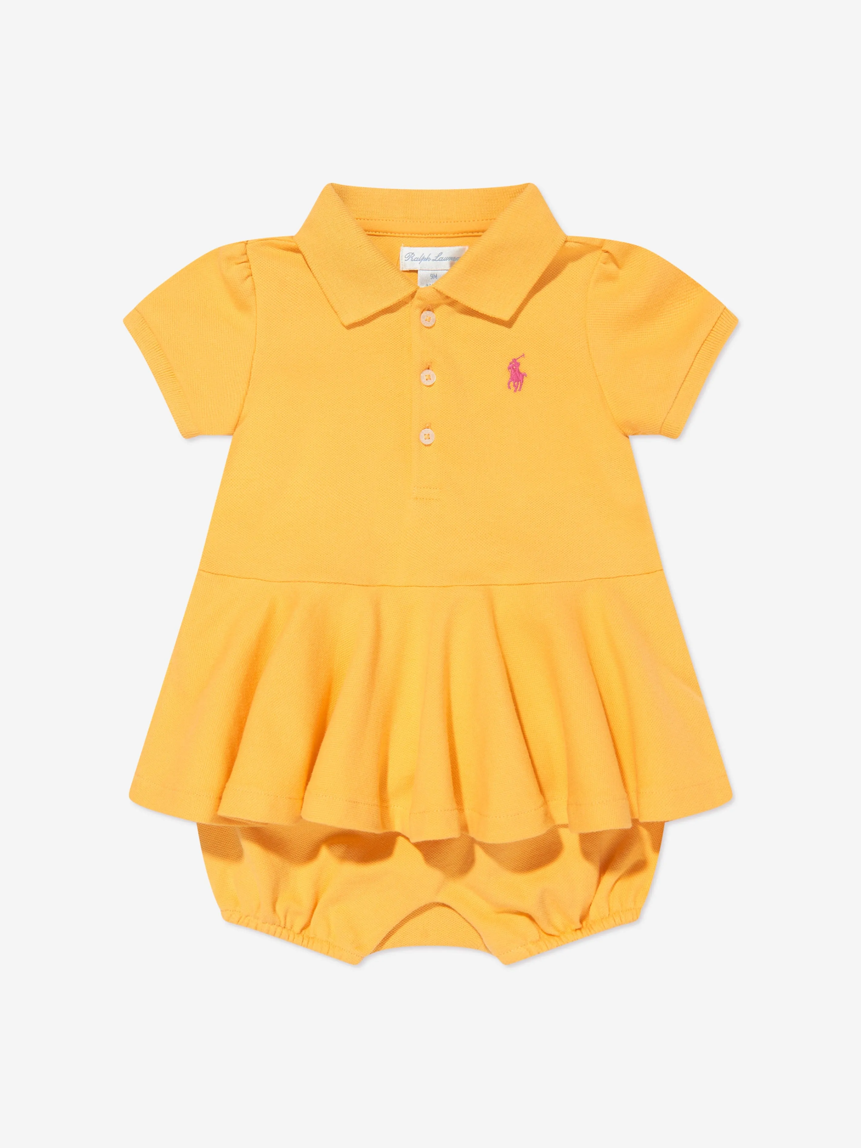 Ralph Lauren Baby Girls Peplum Romper in Yellow