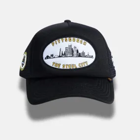 Reference Black Skyline Pittsburgh Snapback Hat