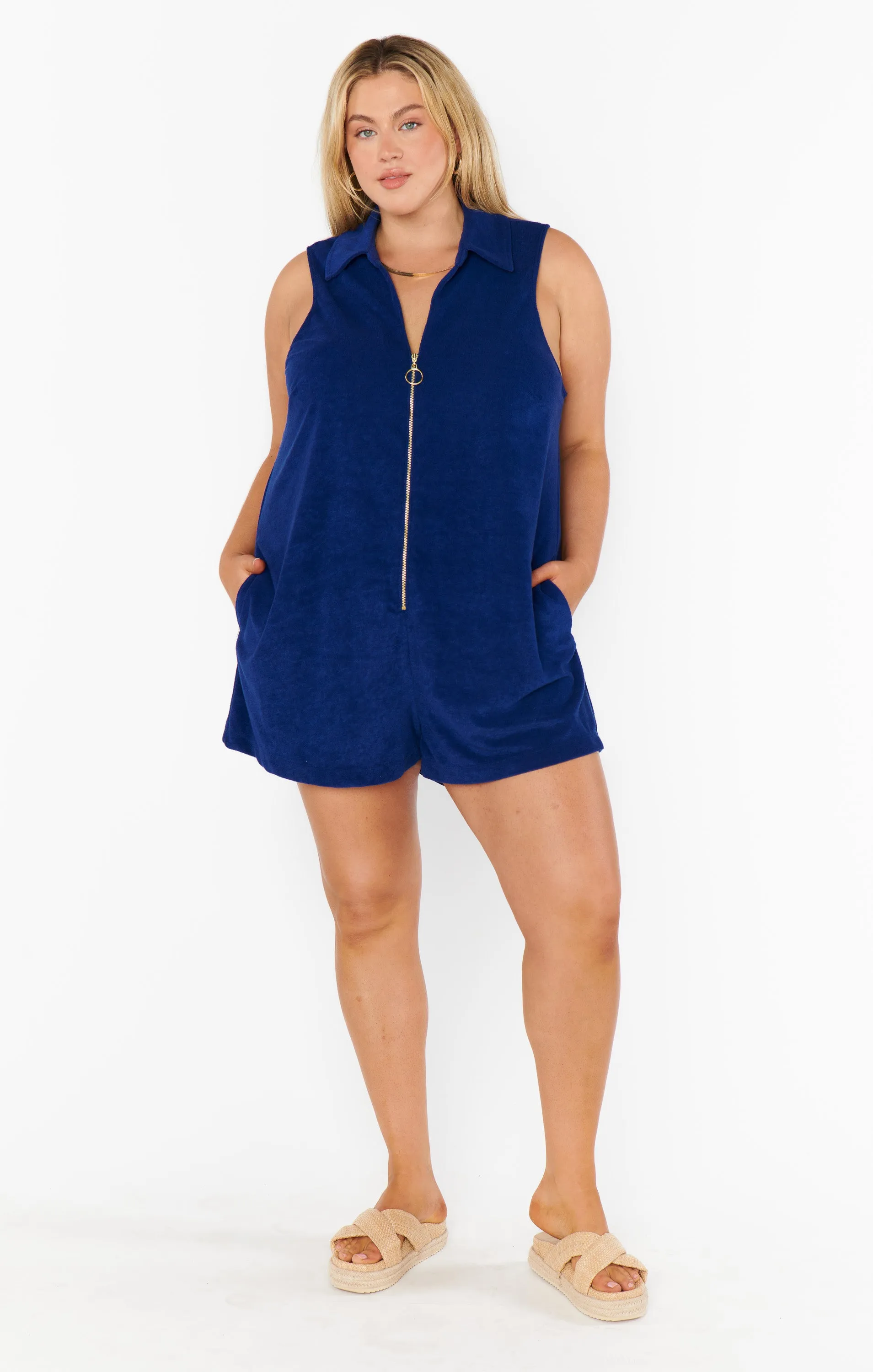 Reno Romper ~ Navy Blue Terry