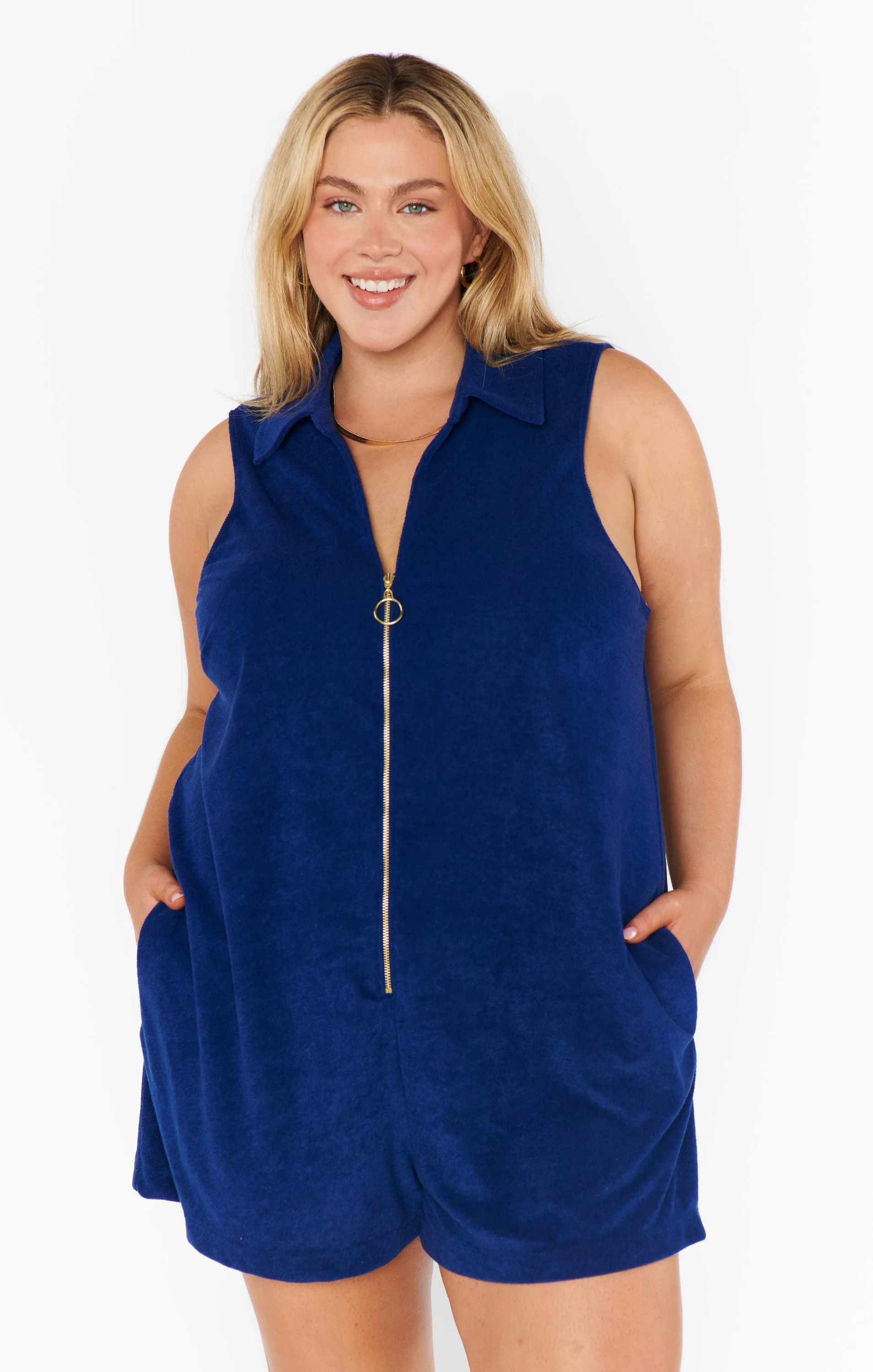 Reno Romper ~ Navy Blue Terry