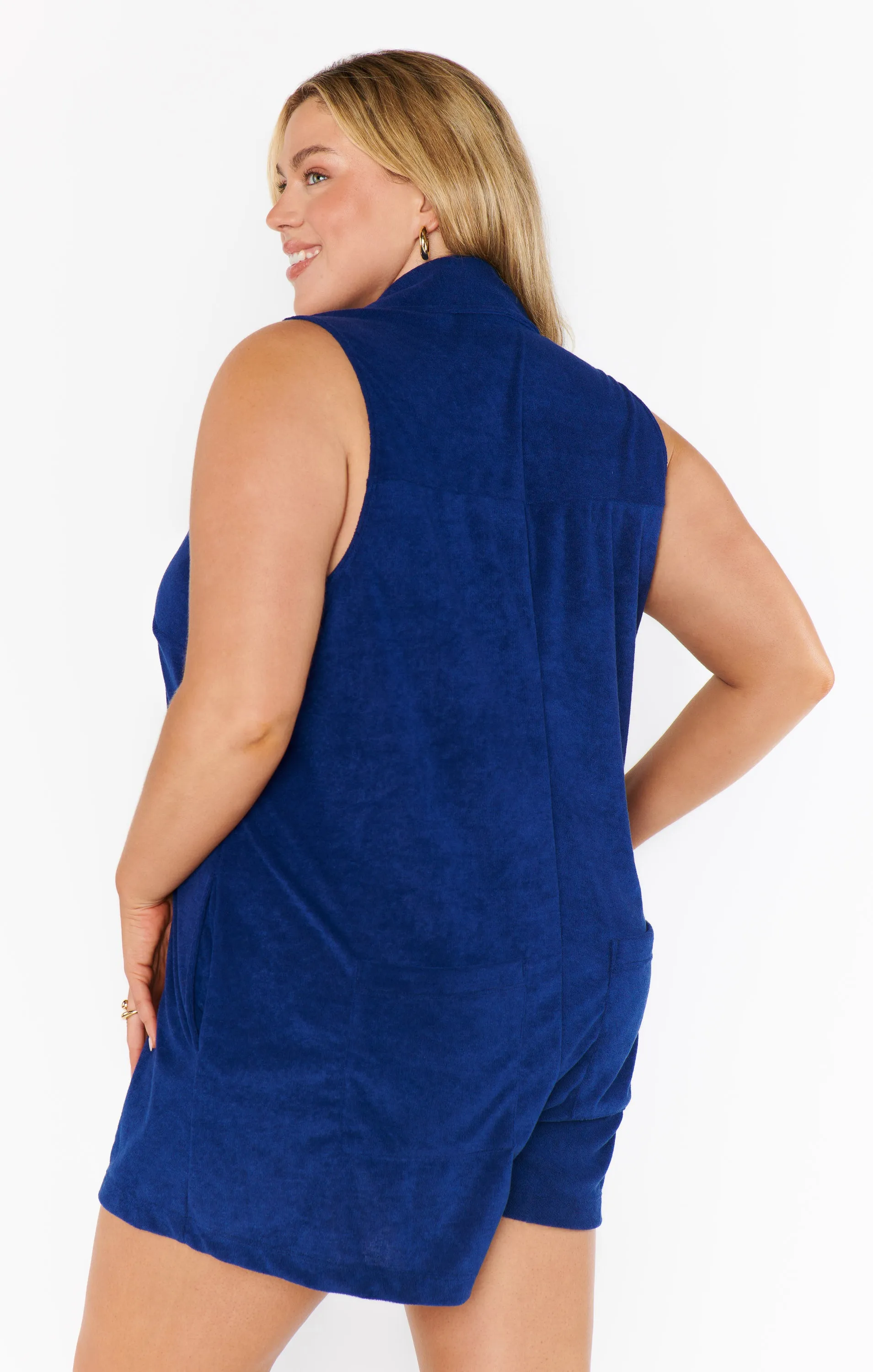 Reno Romper ~ Navy Blue Terry