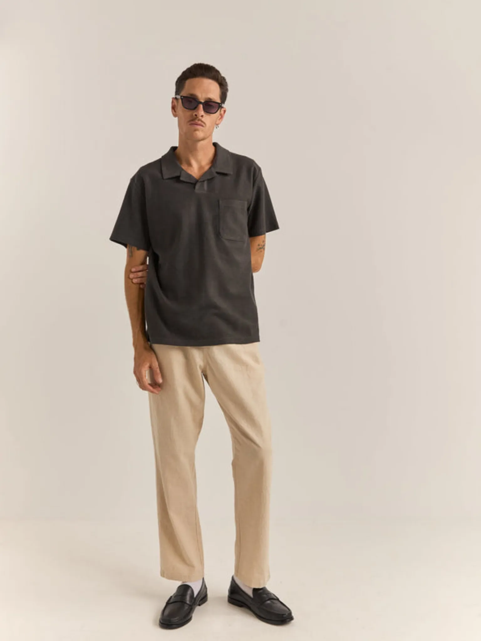 Rhythm Vintage Terry Polo - Vintage Black