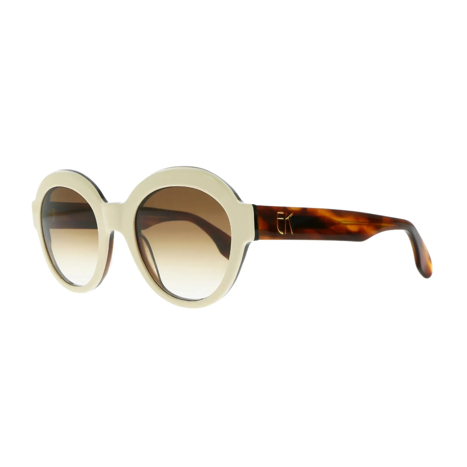 Round Acetate Sunglasses - Sand + Chocolate