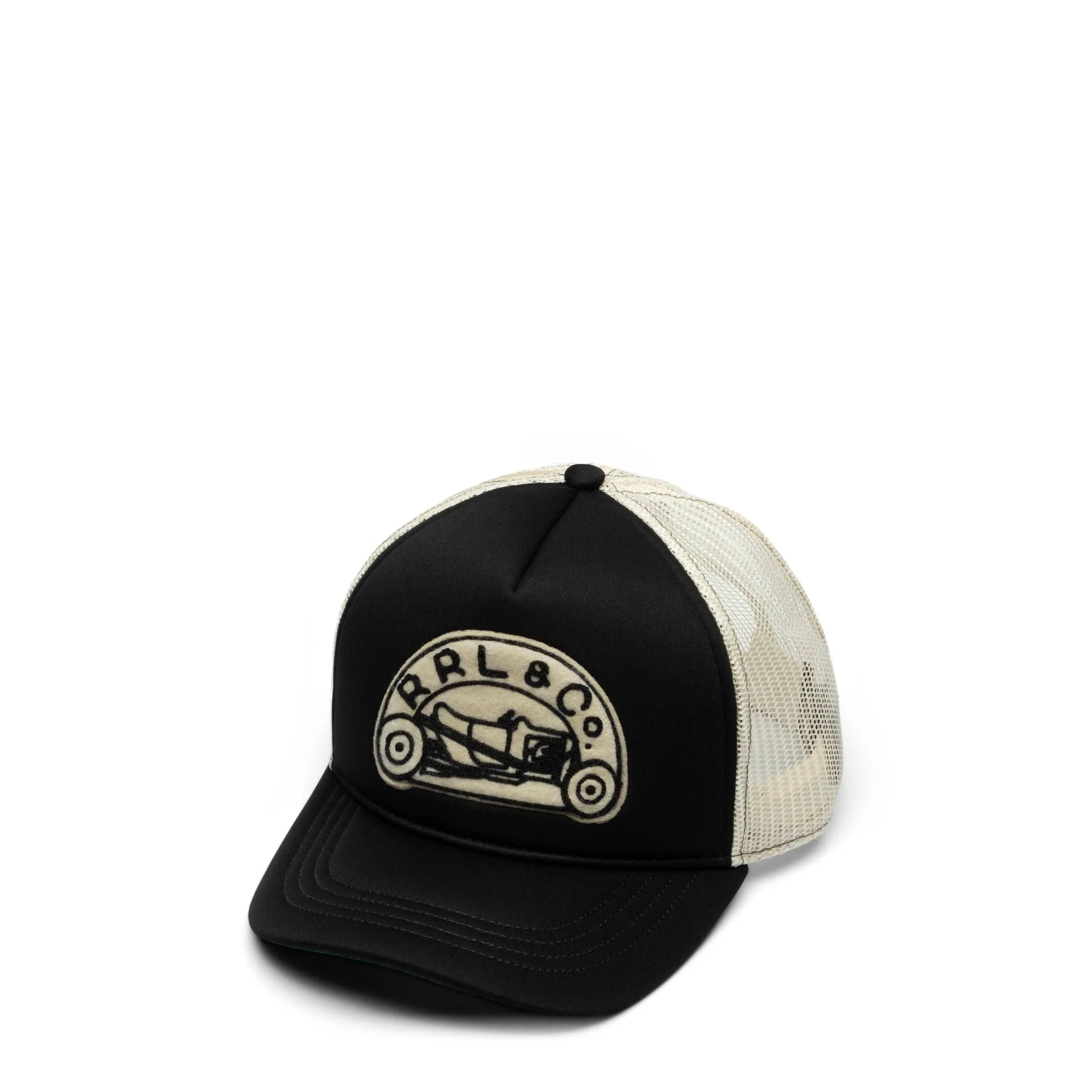 RRL & CO LOGO TRUCKER HAT BLACK | Bodega