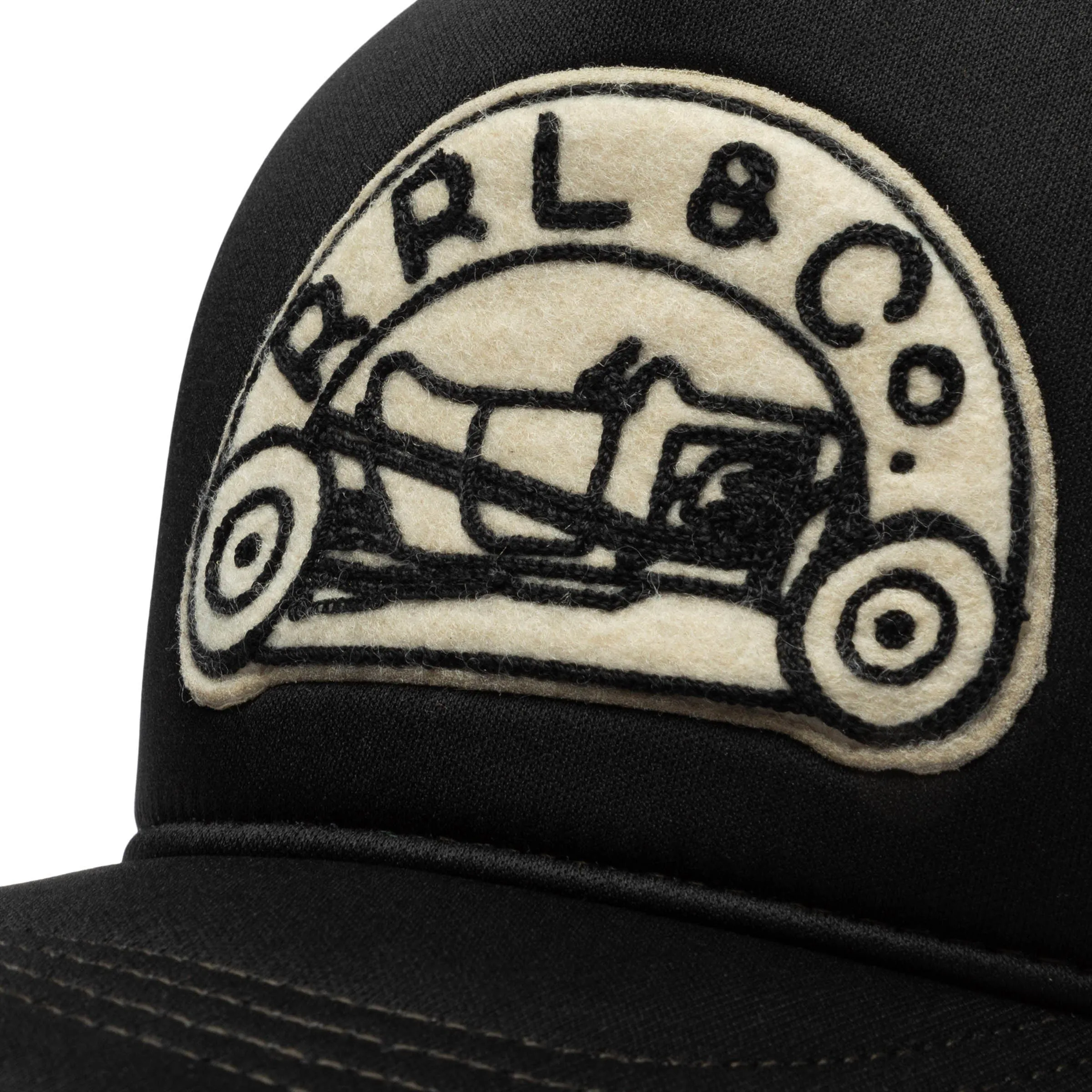 RRL & CO LOGO TRUCKER HAT BLACK | Bodega