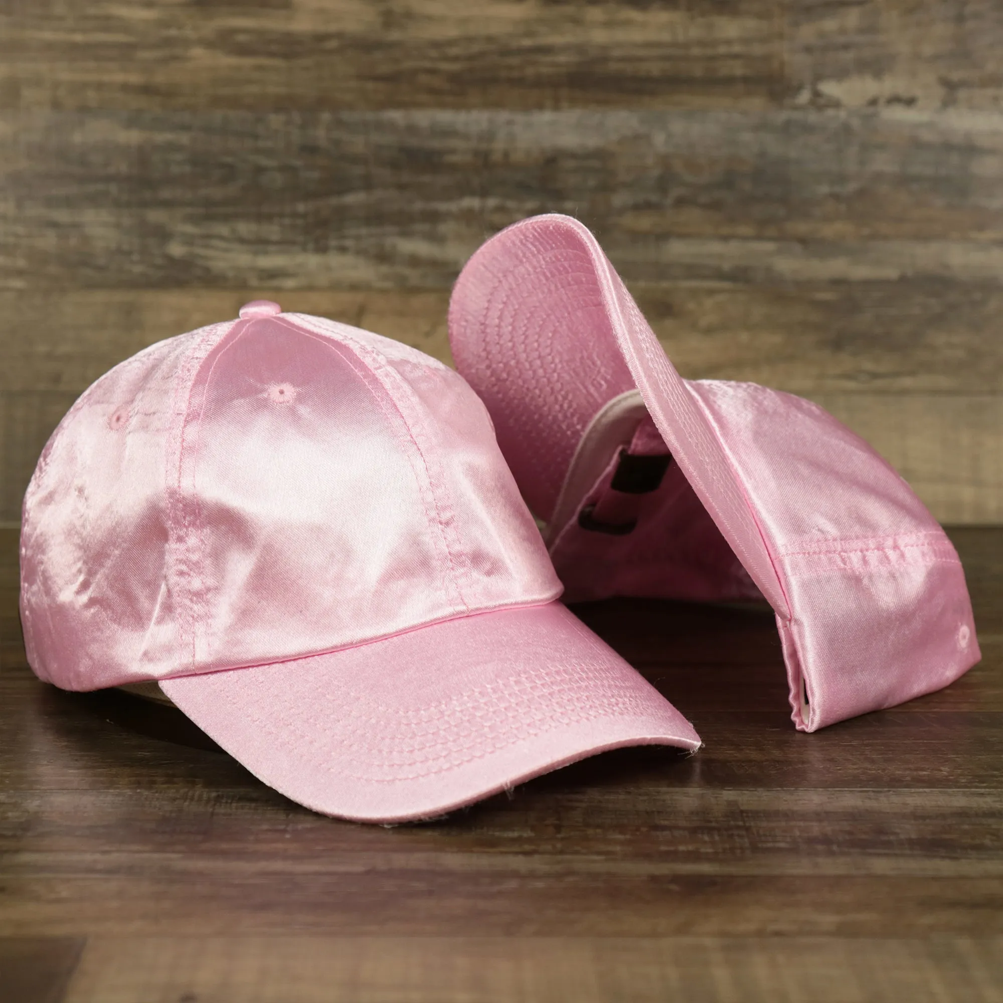 Satin Blank Cherry Blossom Pink Baseball Hat | Light Pink Dad Hat