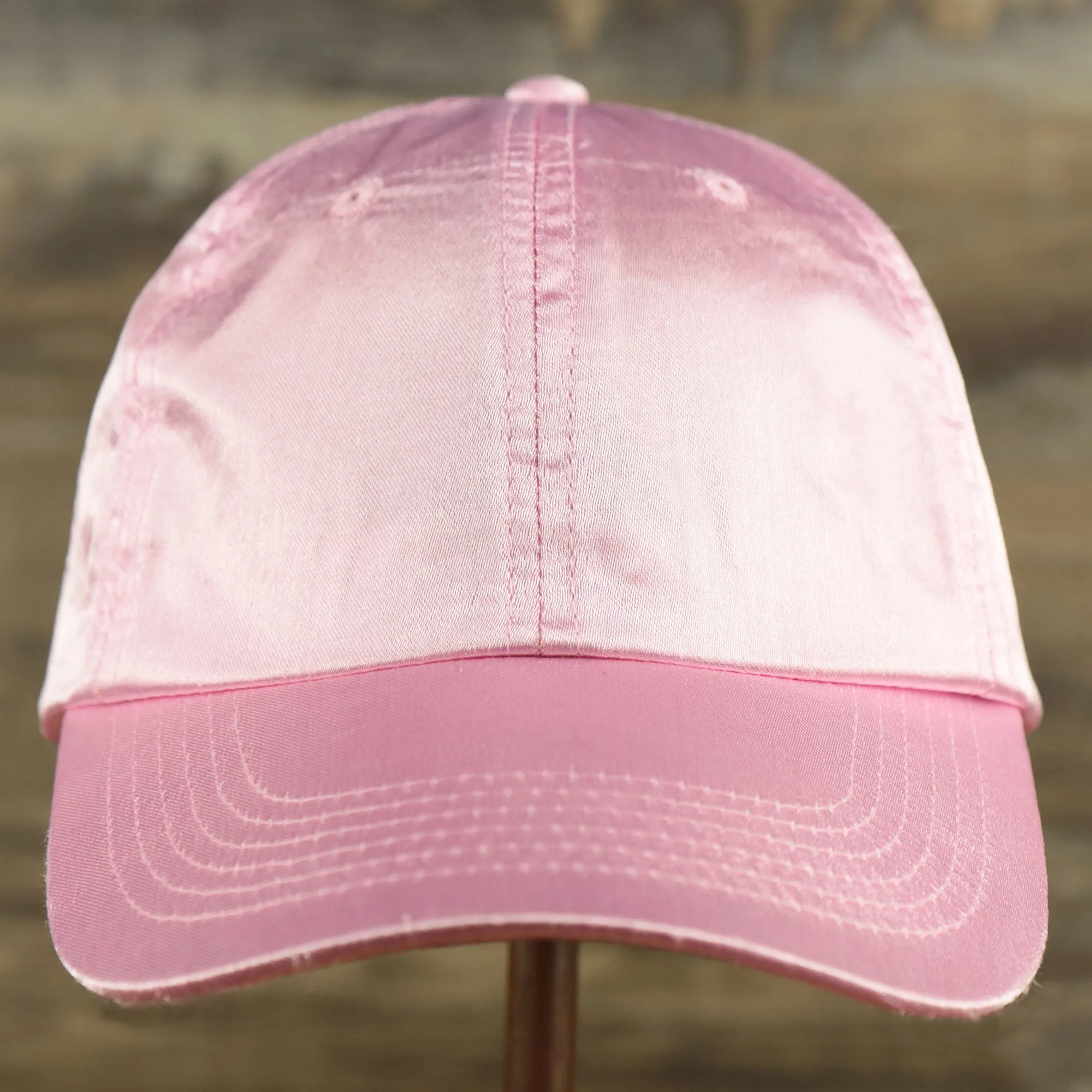 Satin Blank Cherry Blossom Pink Baseball Hat | Light Pink Dad Hat