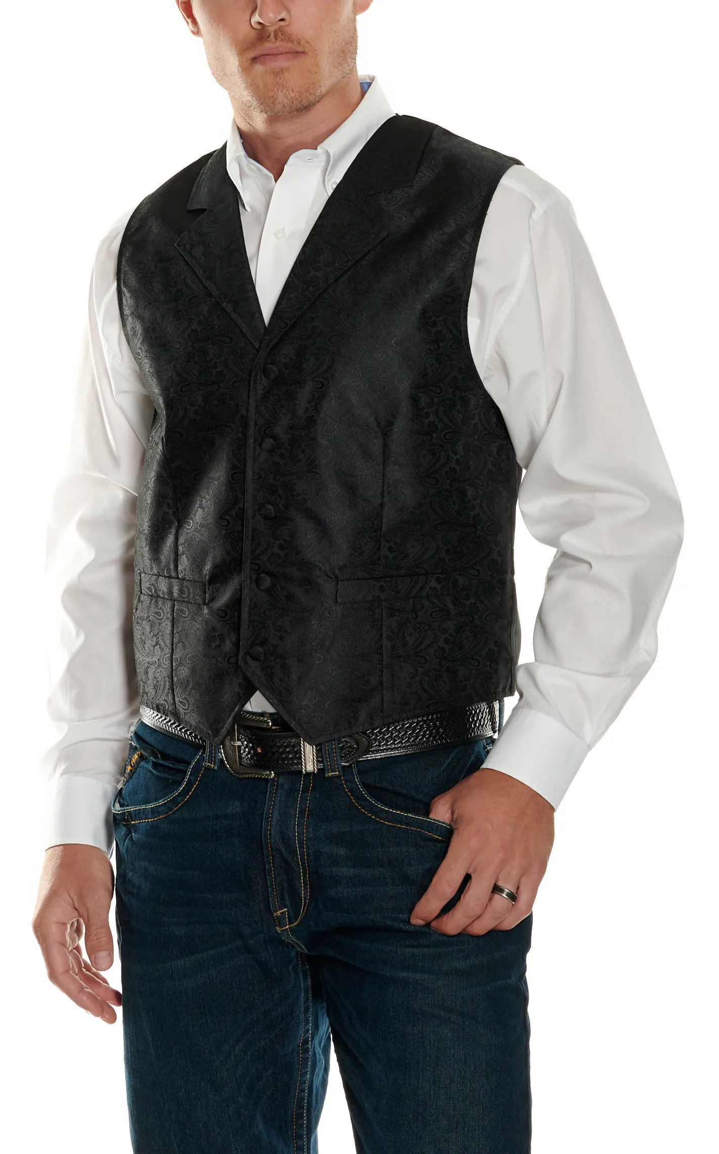 Scully Black on Black Paisley Vest