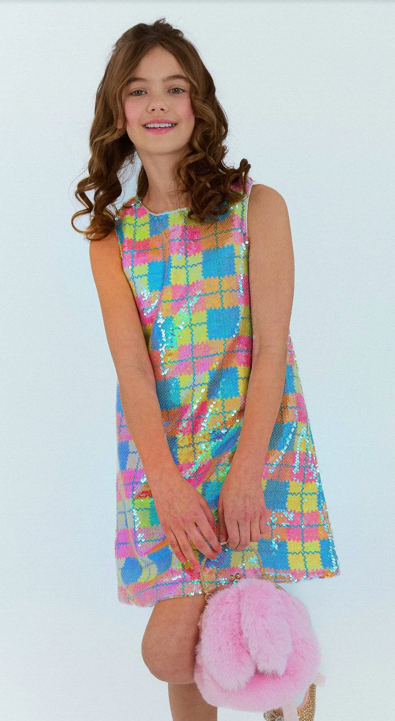 Sequin Checked Rainbow Tank Dress