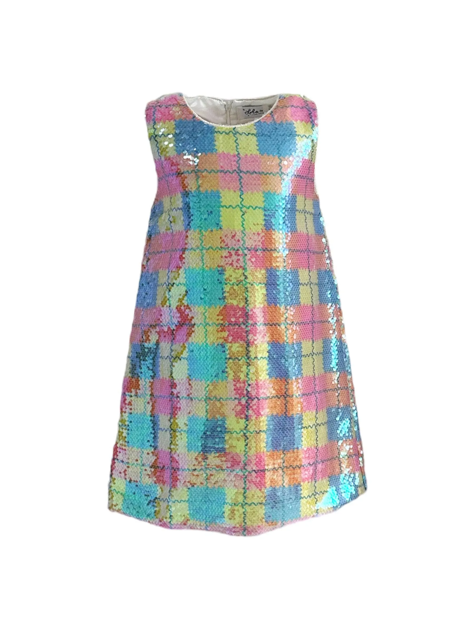 Sequin Checked Rainbow Tank Dress