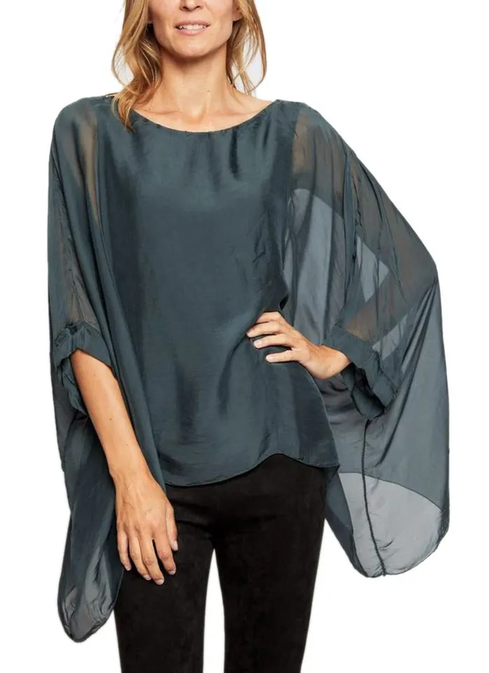 Seta Tela by HALO Italian Batwing Silk Tunic Top