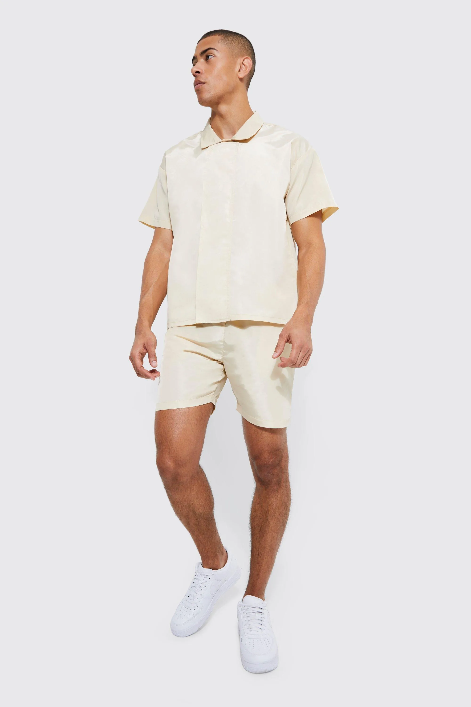 Short Sleeve Boxy Shirt & Short Set | boohooMAN UK