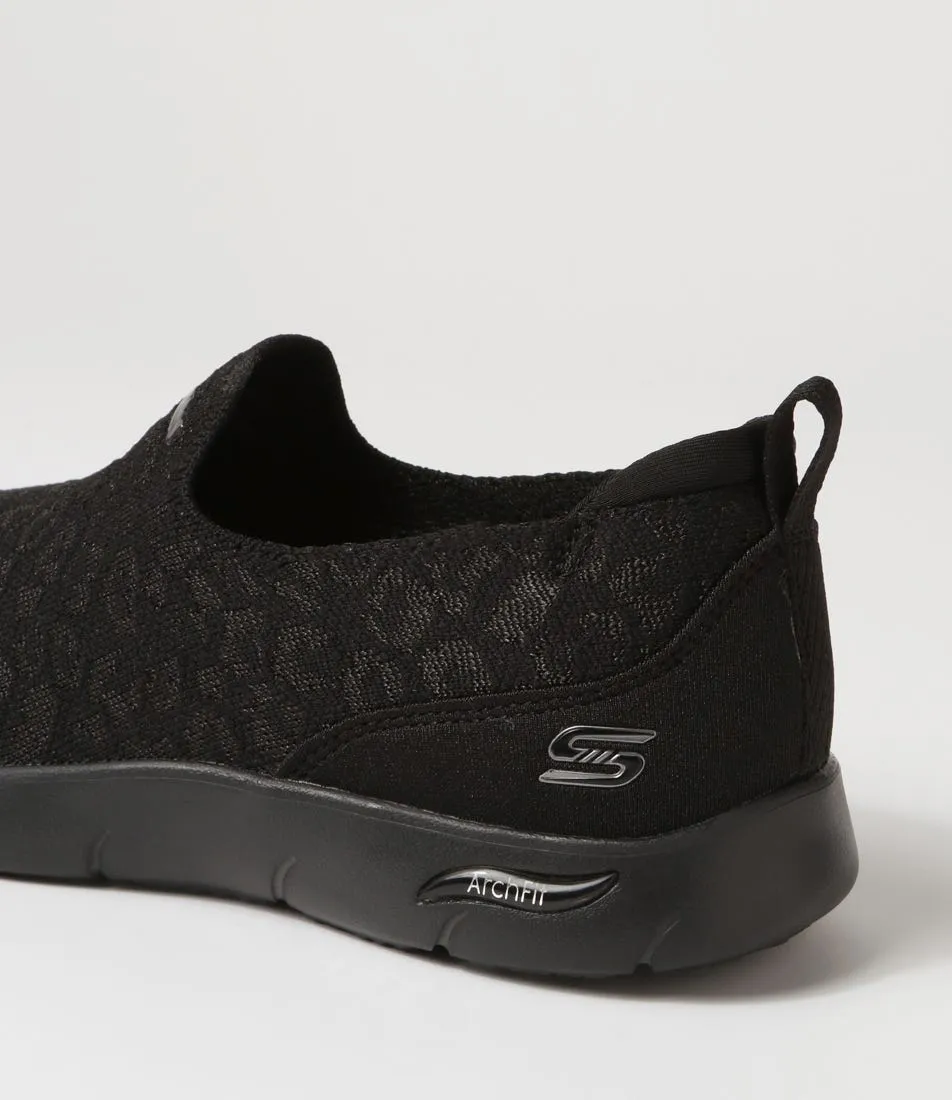 SKECHERS Arch Fit Refine Black Black Knit Sneakers