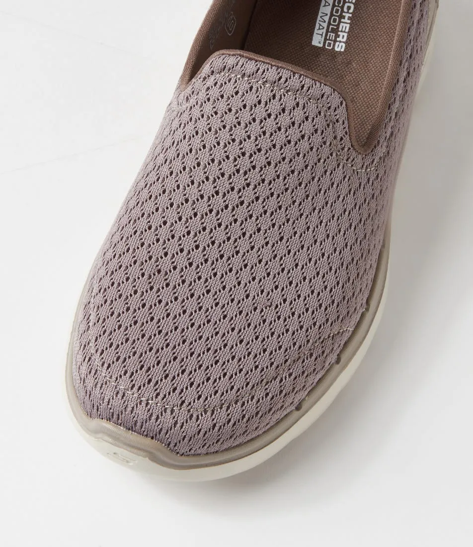 SKECHERS Go Walk 6 Coast Taupe Textile Sneakers