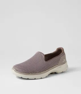 SKECHERS Go Walk 6 Coast Taupe Textile Sneakers