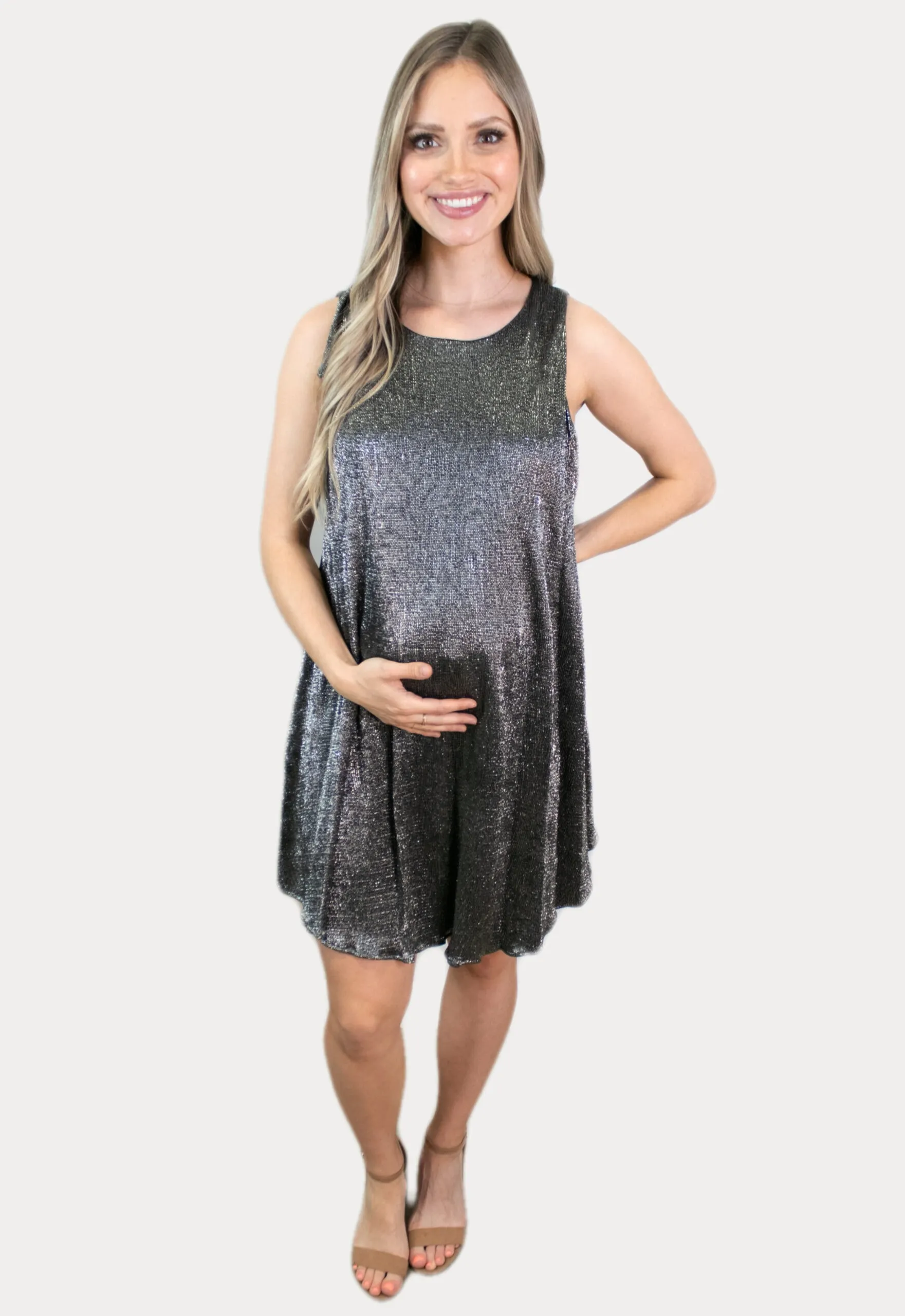 Sleeveless Shimmer Maternity Dress