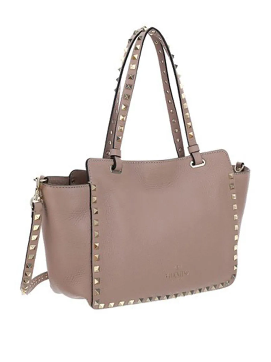 Small Grain Calfskin Leather Rockstud Bag