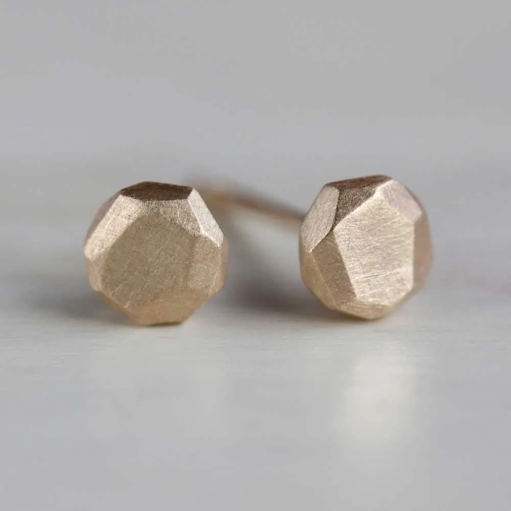 Small Round Faceted Stud Earrings